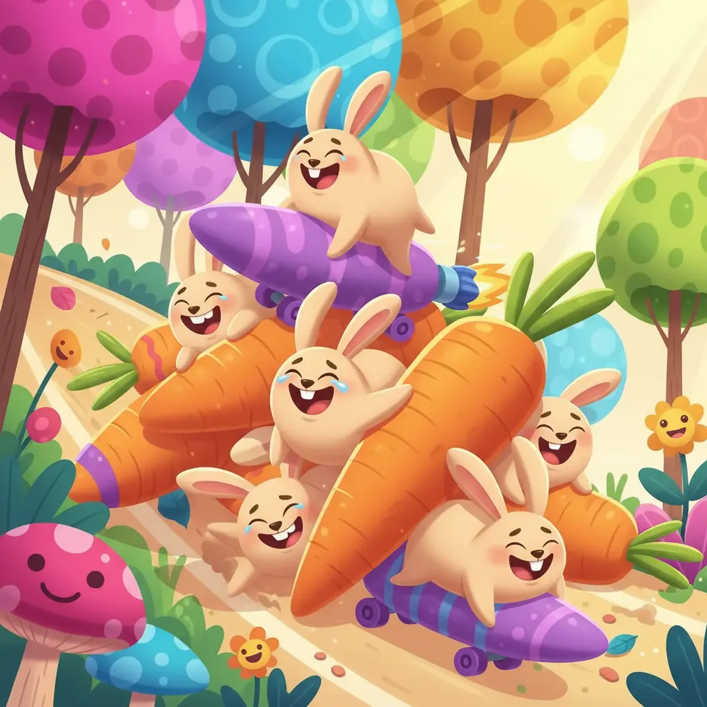 Todos los conejos terminan en una montaña de zanahorias y risas contagiosas.