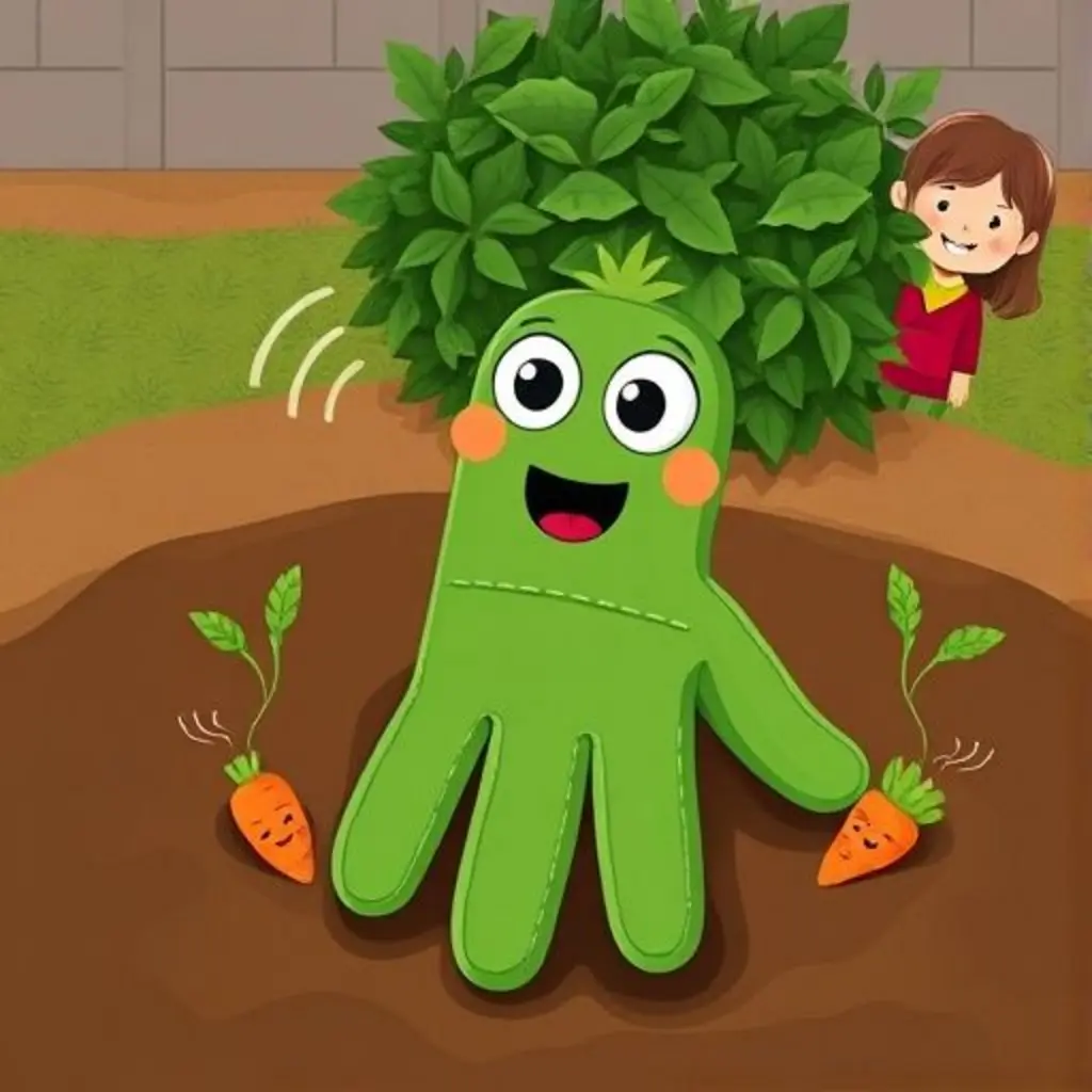 Verdecito escucha susurros de zanahorias y rábanos bajo tierra.