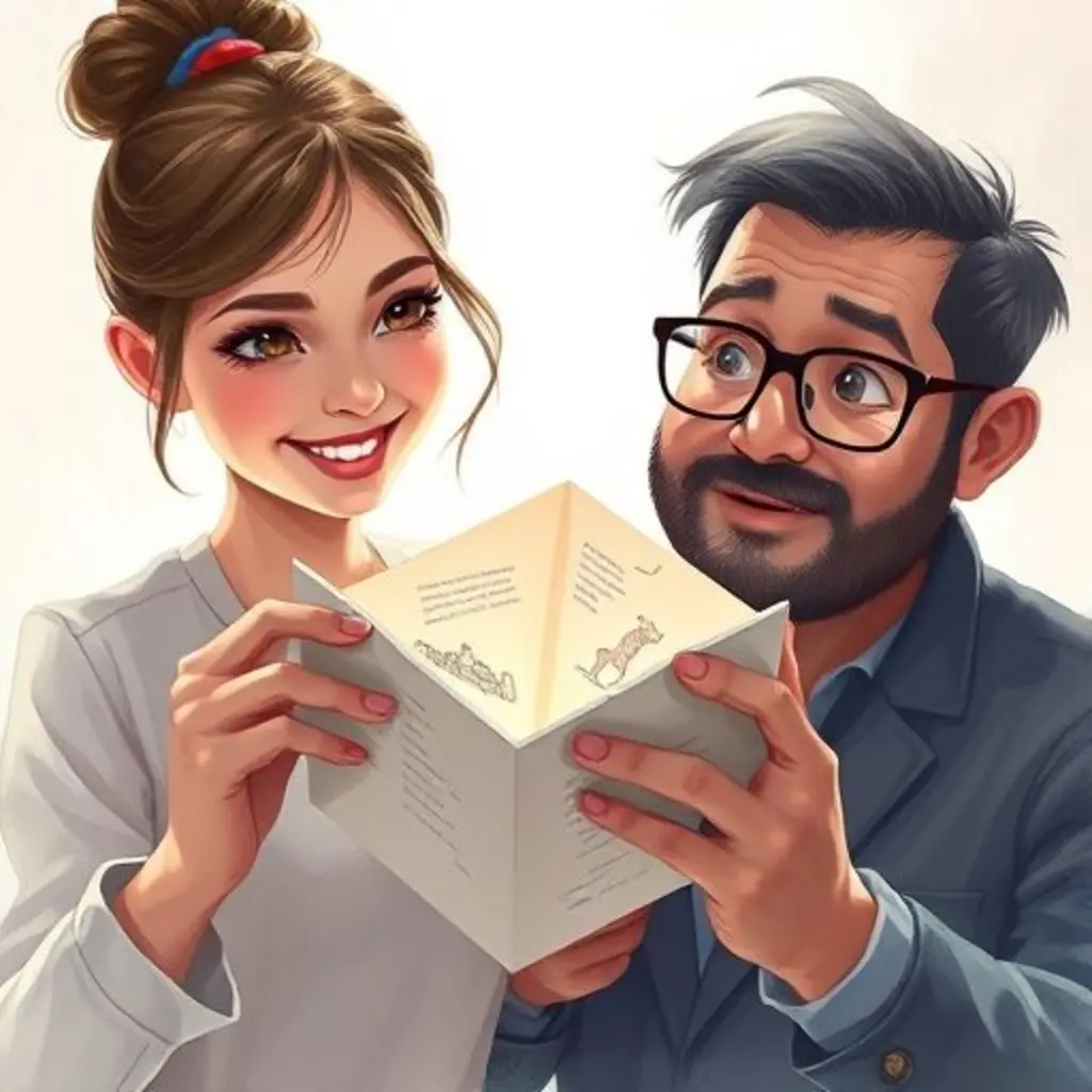 Estrella Cuentos, la estrella de origami, desdobla una de sus puntas para revelar un dibujo secreto, asombrando al libro Sabio Lomo.