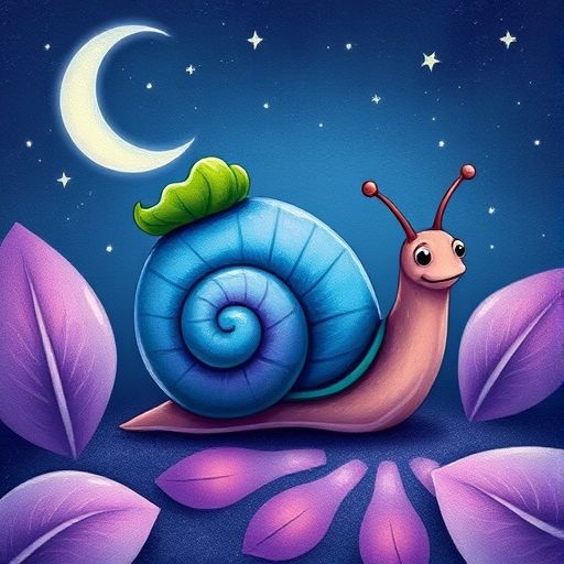 Caracol Leo al inicio de su viaje nocturno, bajo la luna y las estrellas.