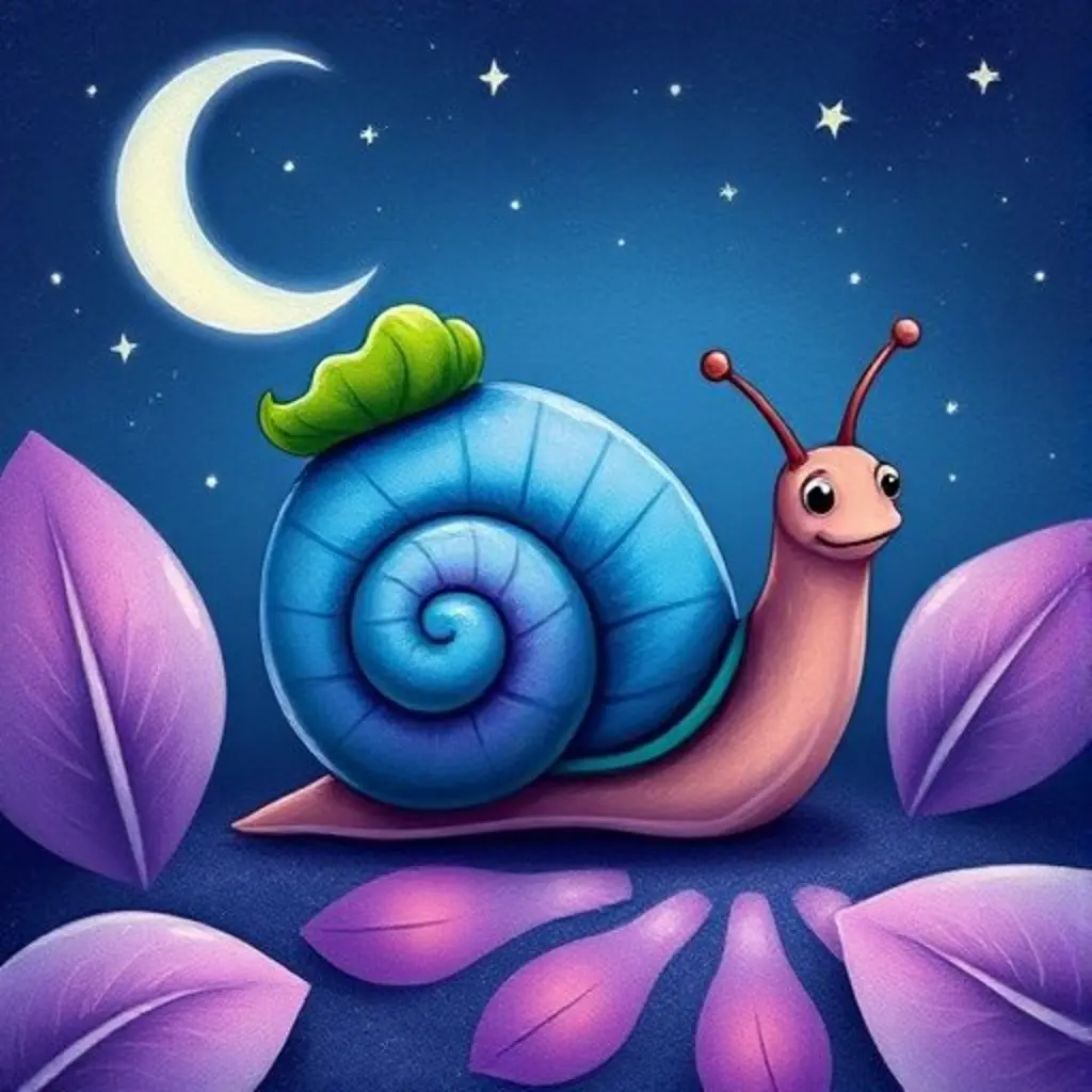 Caracol Leo al inicio de su viaje nocturno, bajo la luna y las estrellas.