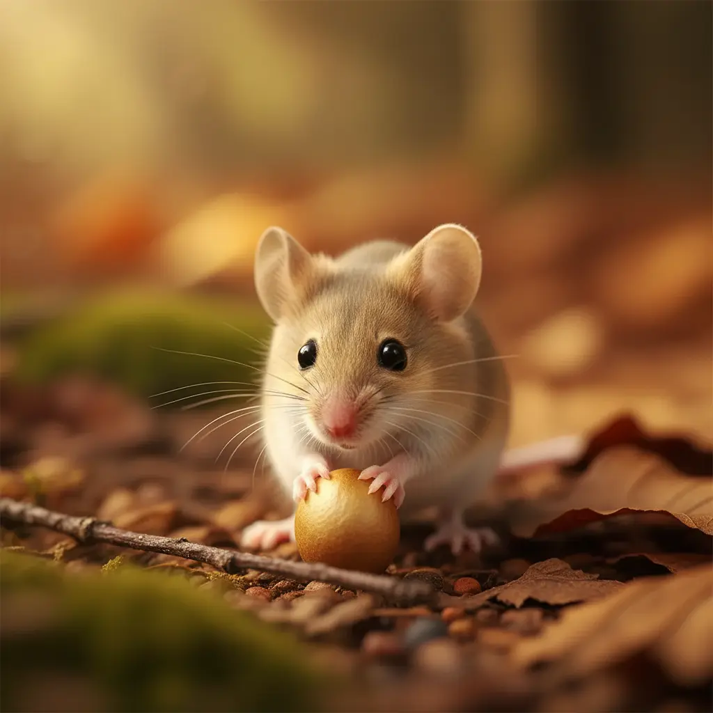 El ratoncito Escondidizo encuentra una semillita redonda.