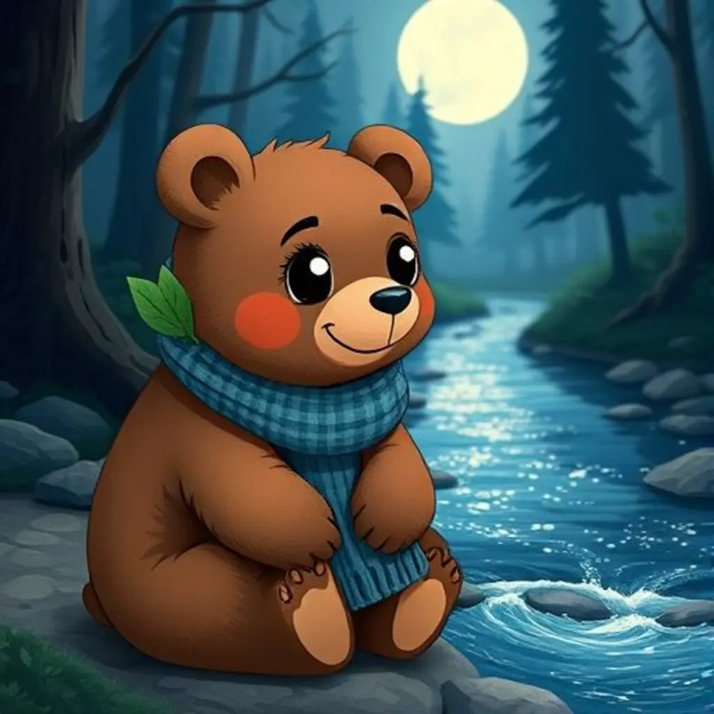 Rolo observa el riachuelo, ahora limpio y fluyendo libremente.