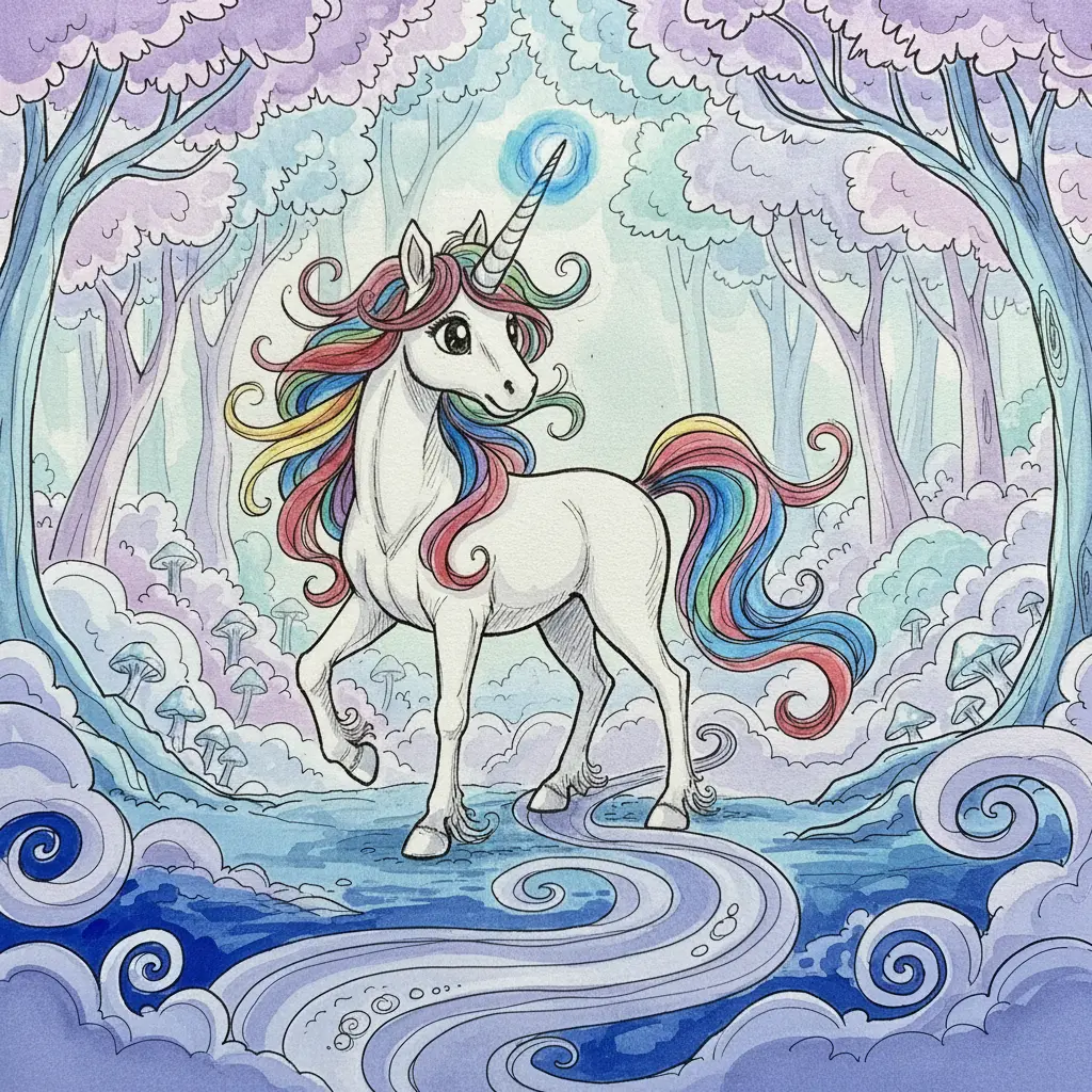 Lumi comprende que la niebla y el mapa la llevan por un sendero encantador pero enigmático.