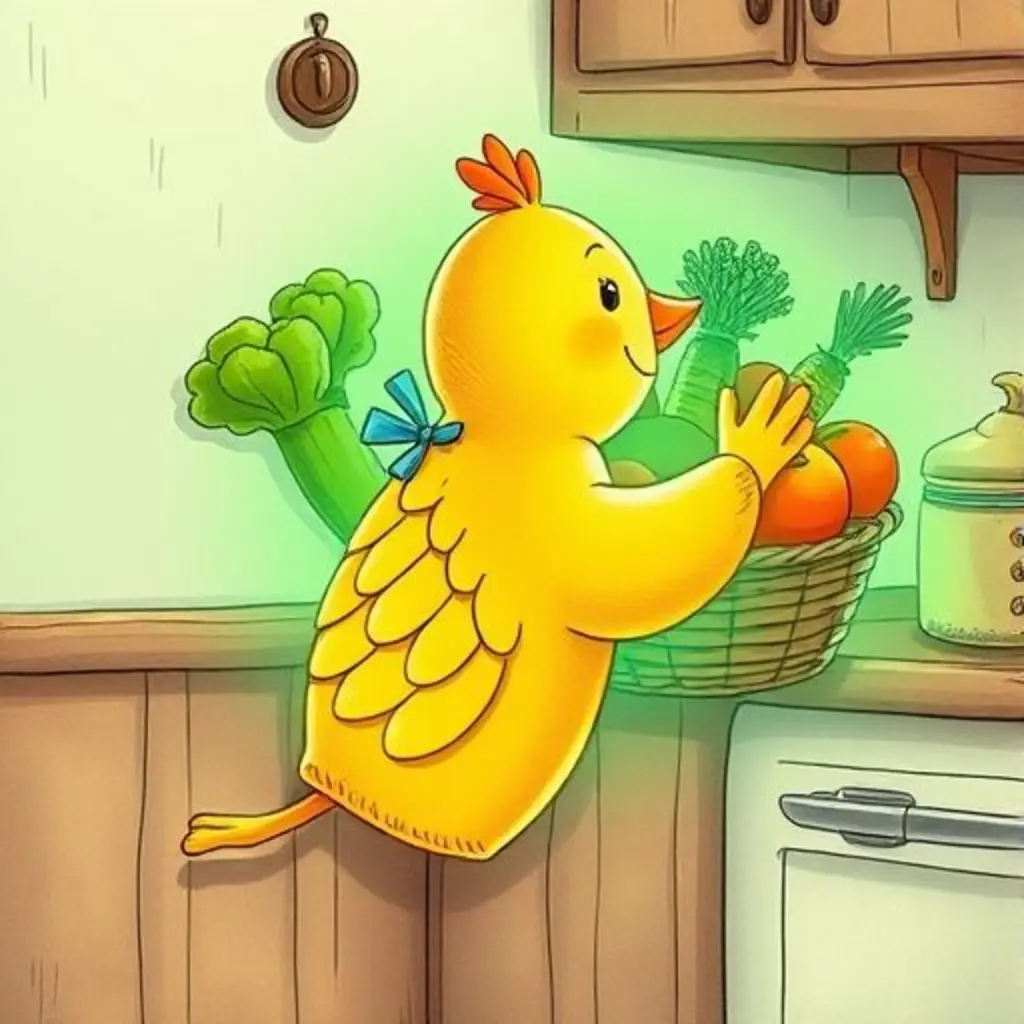 Patita Caliente cuelga de nuevo, y las verduras brillan con un verde intenso.