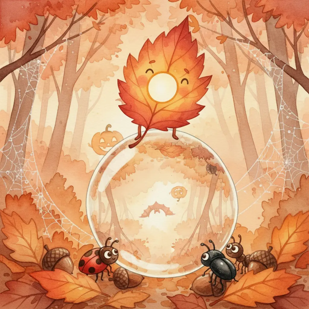 Hojita y la gota de lluvia reflejan un mundo patas arriba a curiosos insectos.