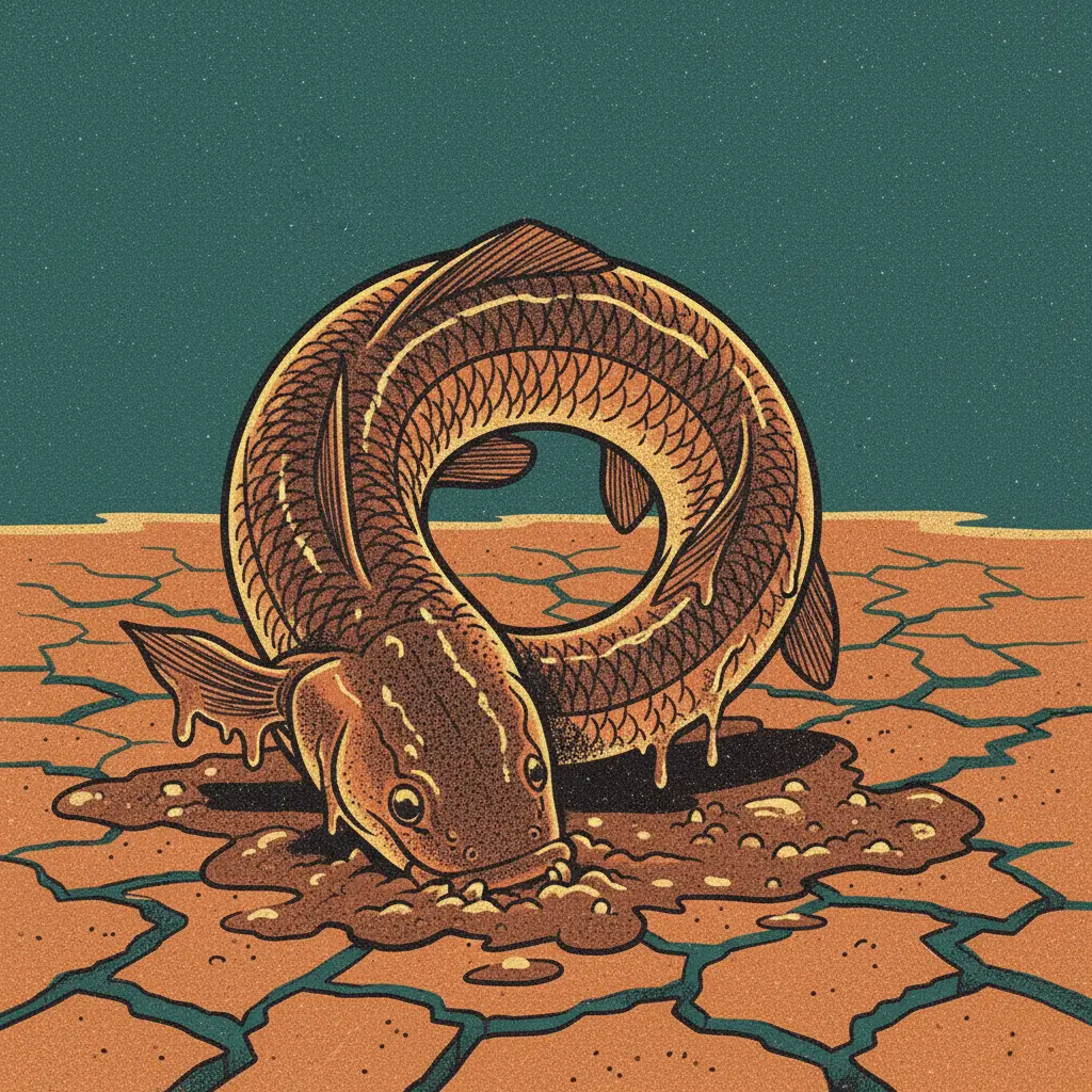 El pez usa su cabeza para enterrarse profundamente en el lodo espeso.