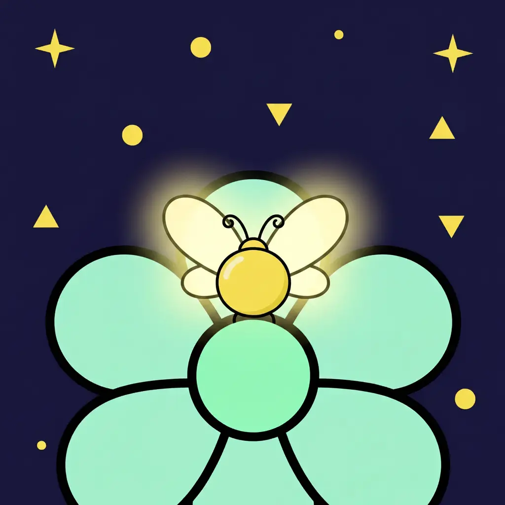 El escarabajo descansando en el centro de la flor mientras su cuerpo se ilumina.