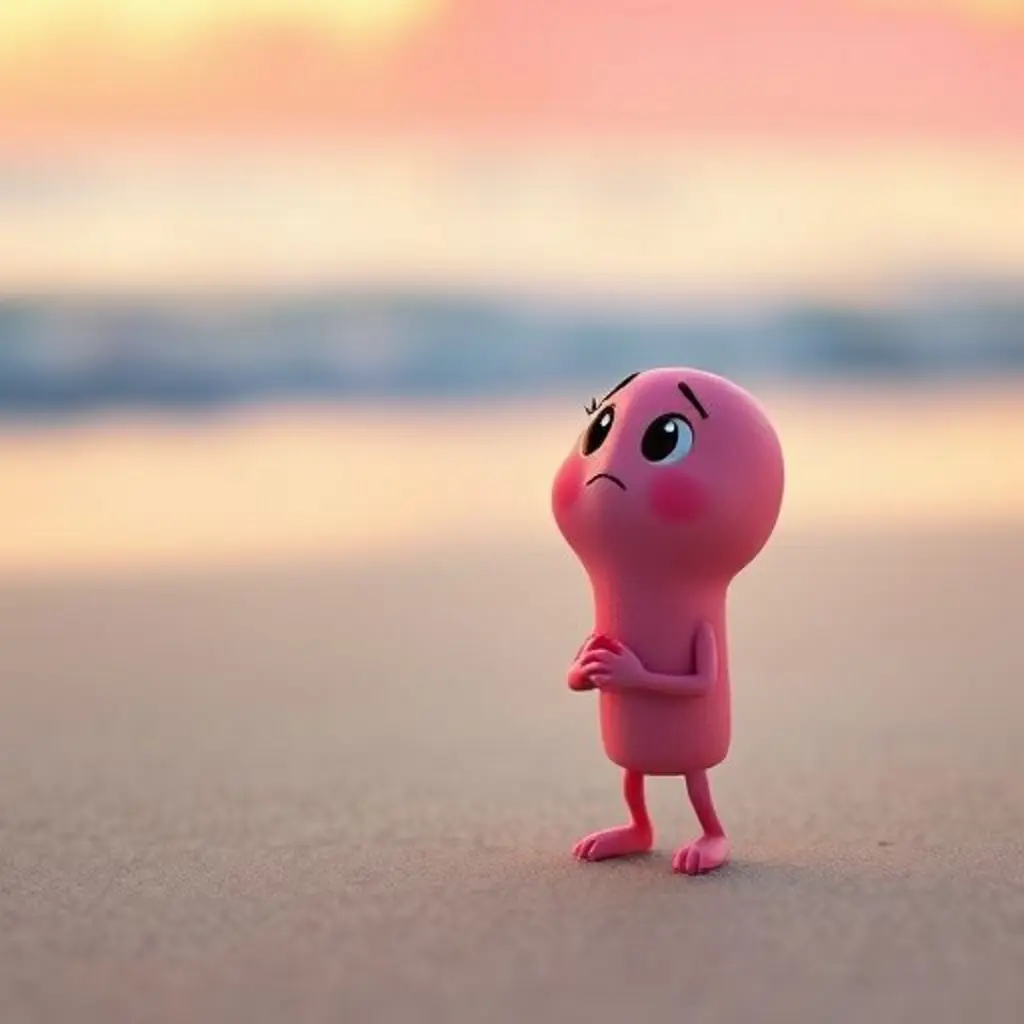 Borrilu habla con una sabia concha luminosa en la playa, pidiendo ayuda.