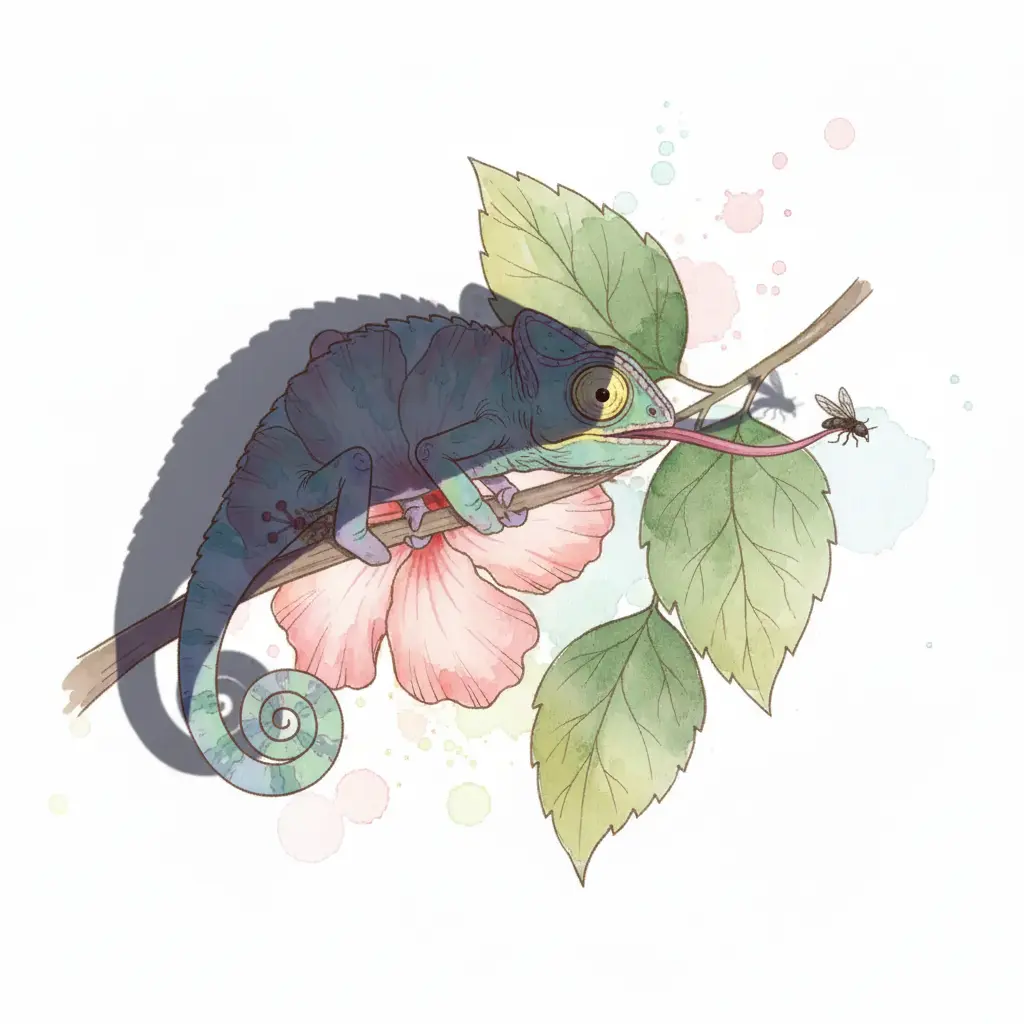 Se ve la cola, las patas, el ojo y una lengua muy larga que sale disparada hacia un insecto.