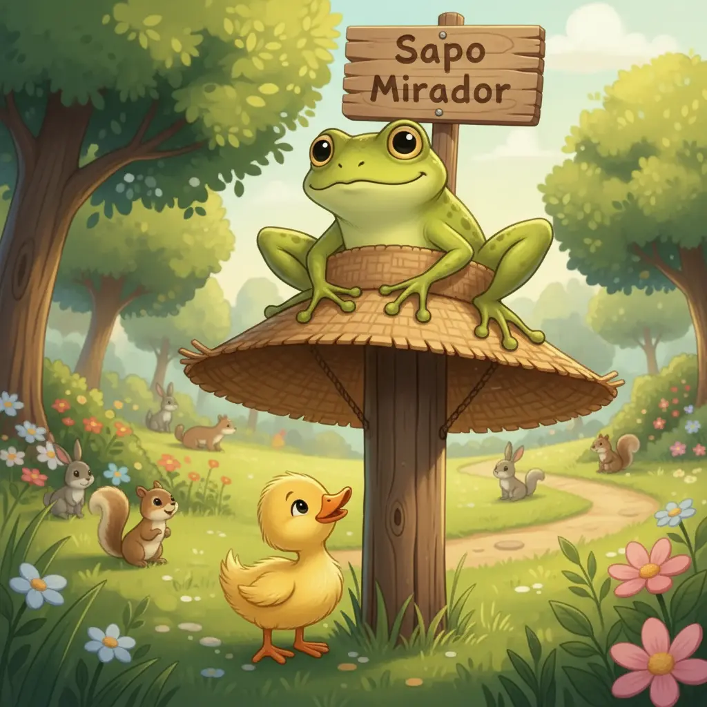 Sapo Saltarín, el 'Sapo Mirador', guía a los animales del parque desde su sombrero.