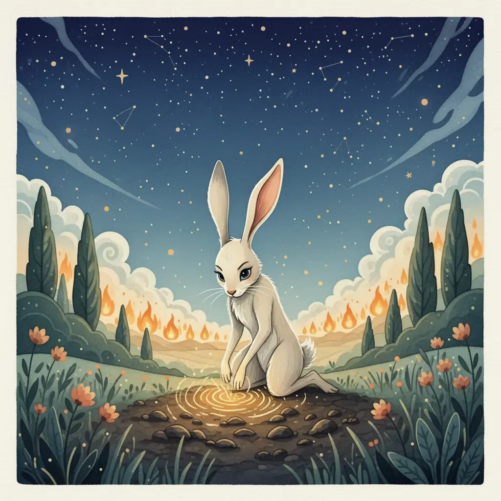 Lucía, con una expresión concentrada y tierna, planta los deseos de los niños en la tierra del campo.