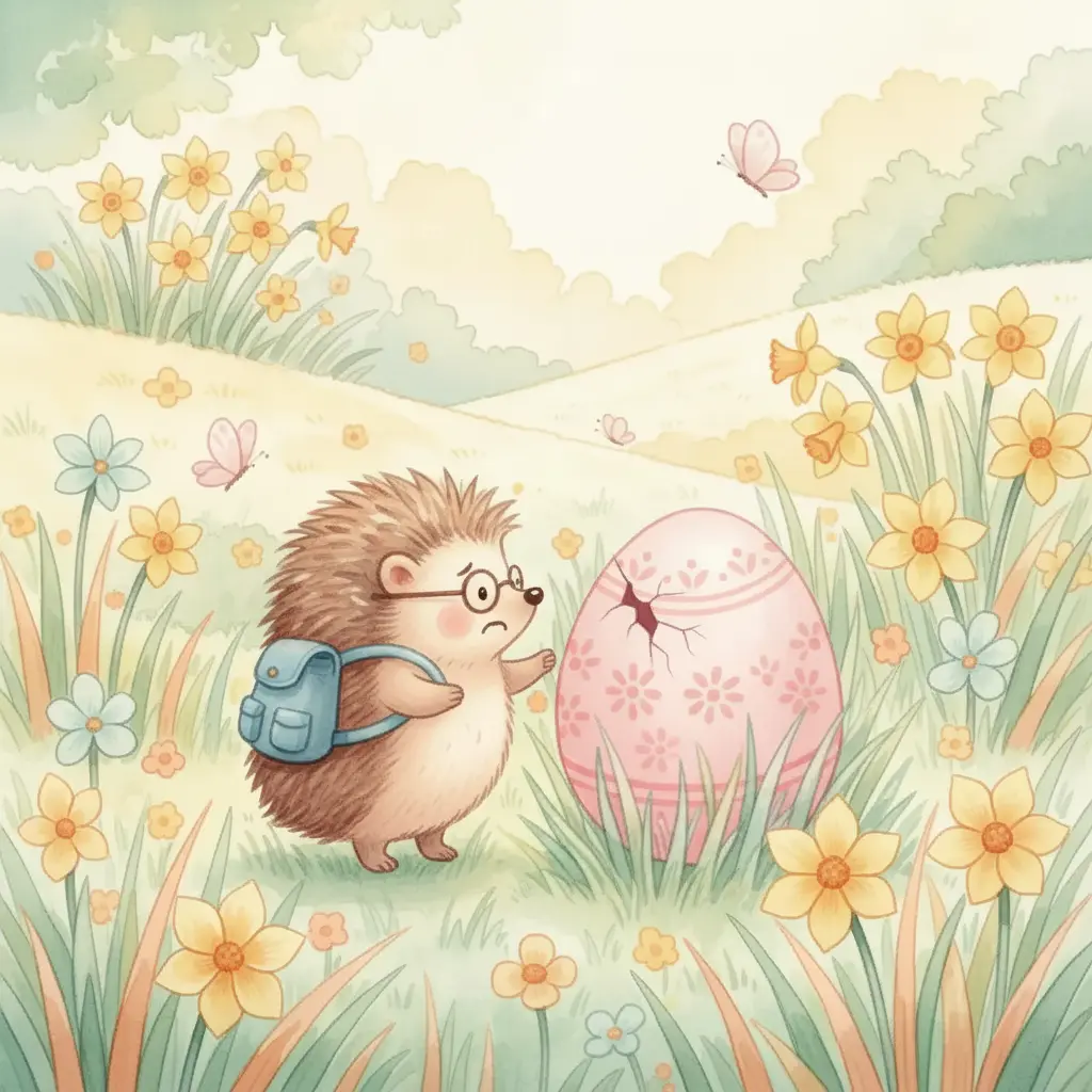 Tito intenta abrazar el huevo y sus púas pinchan el envoltorio.