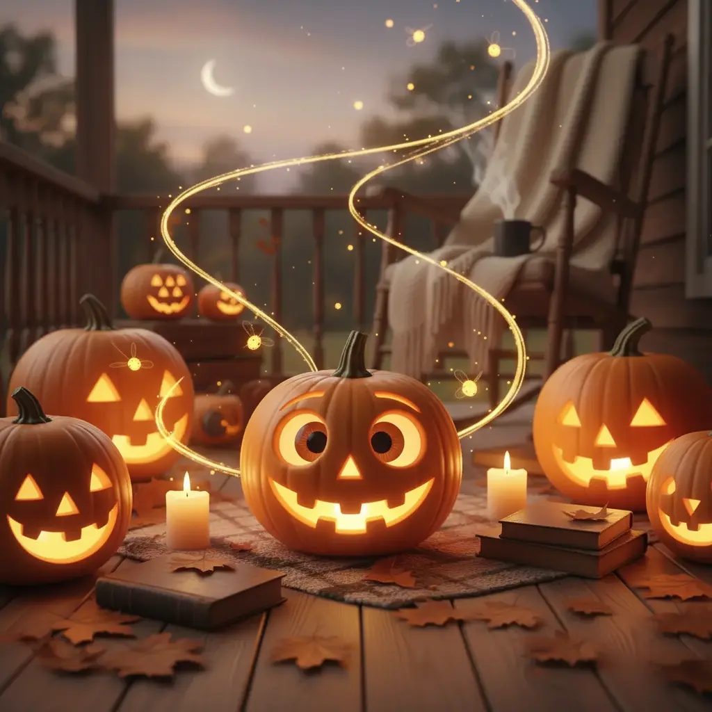 Pepita sonríe feliz mientras las luciérnagas se despiden.