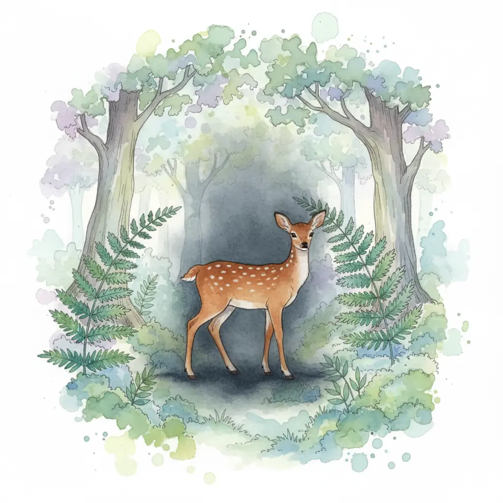 Se ve el lomo moteado y una pequeña cola blanca de un animal, el resto sigue en sombras.