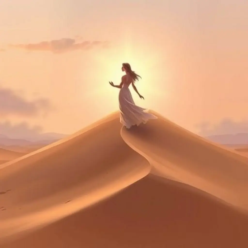 Duna la duna, ahora brillante y llena de propósito, iluminando el desierto.