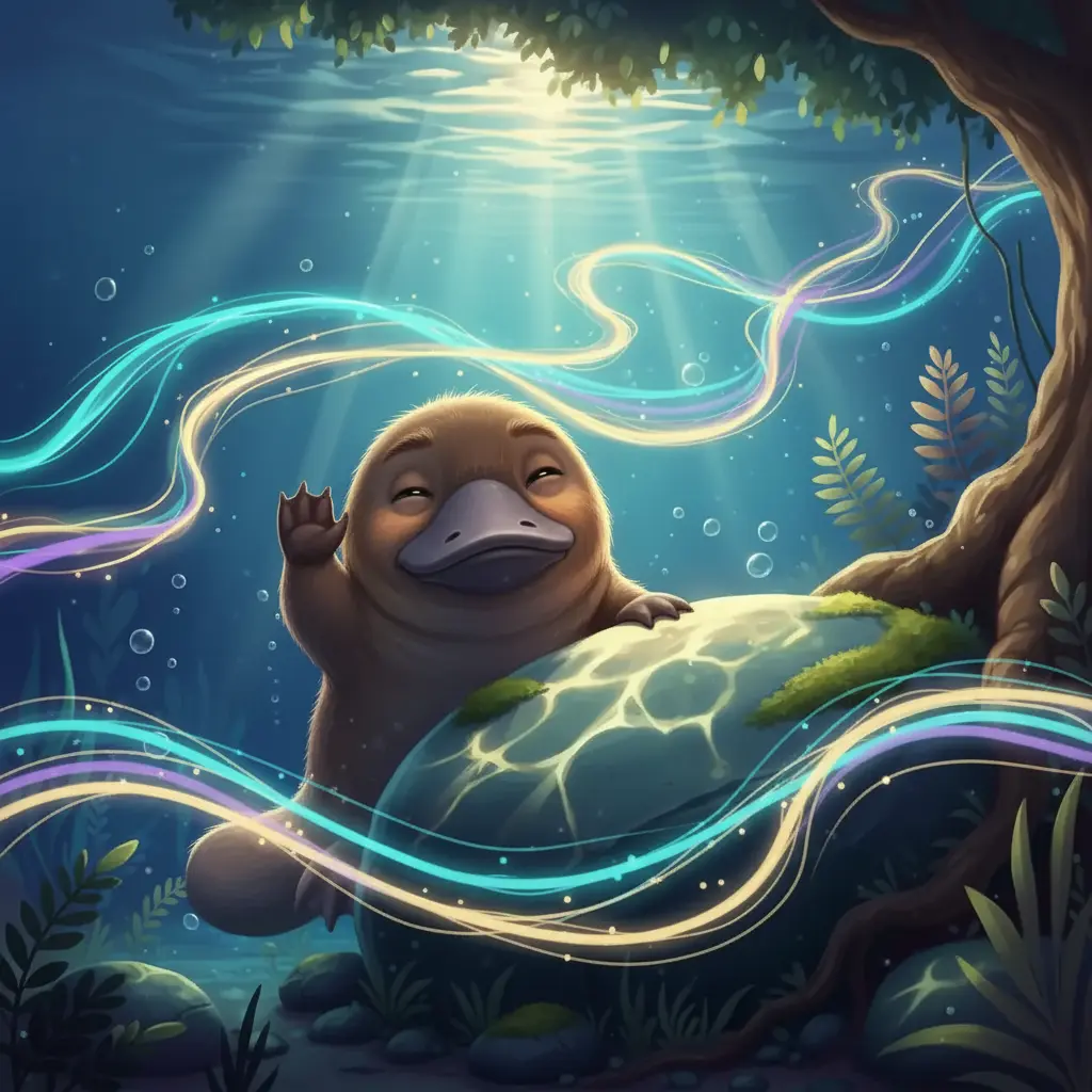 Plin escucha atentamente los ríos de sonido, descubriendo misterios y melodías.