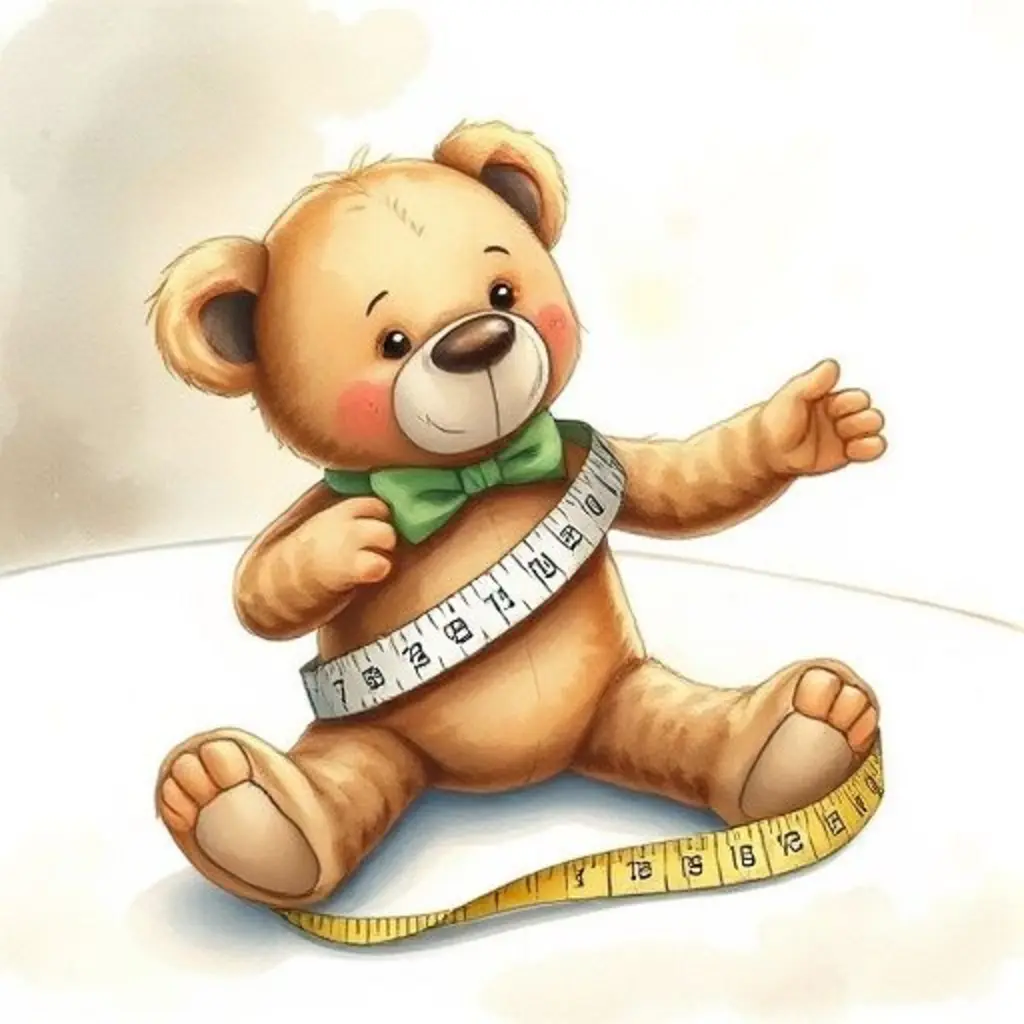 Centímetro se estira sobre un osito de peluche mientras la abuela observa con cariño.