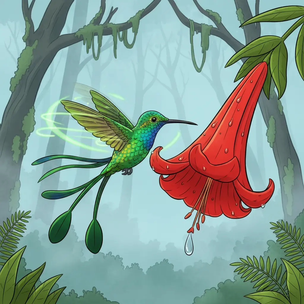 Un destello verde cruza el bosque dejando un rastro de movimiento.