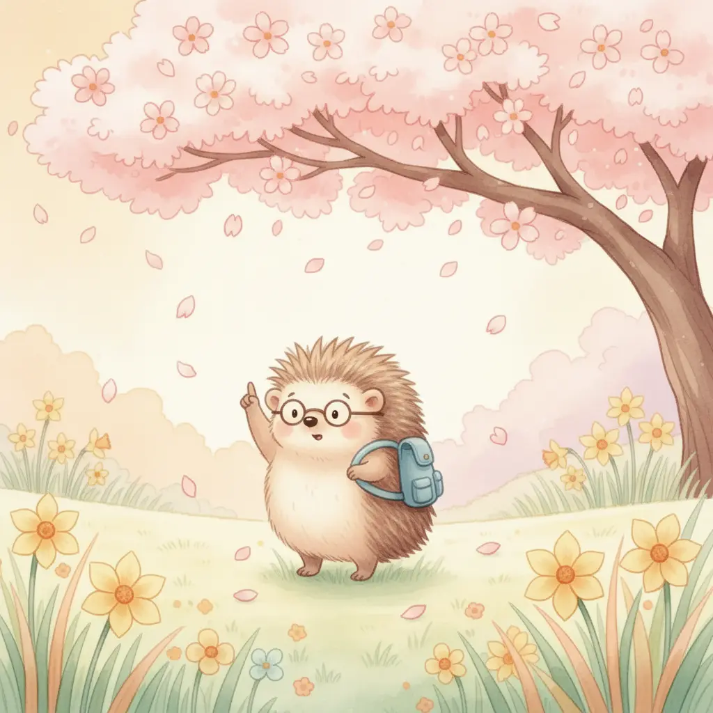 Tito mira los pétalos de cerezo cayendo como una alfombra suave.