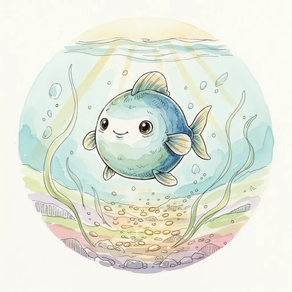 Burbuja observa cómo las piedritas del fondo brillan con la luz del sol.