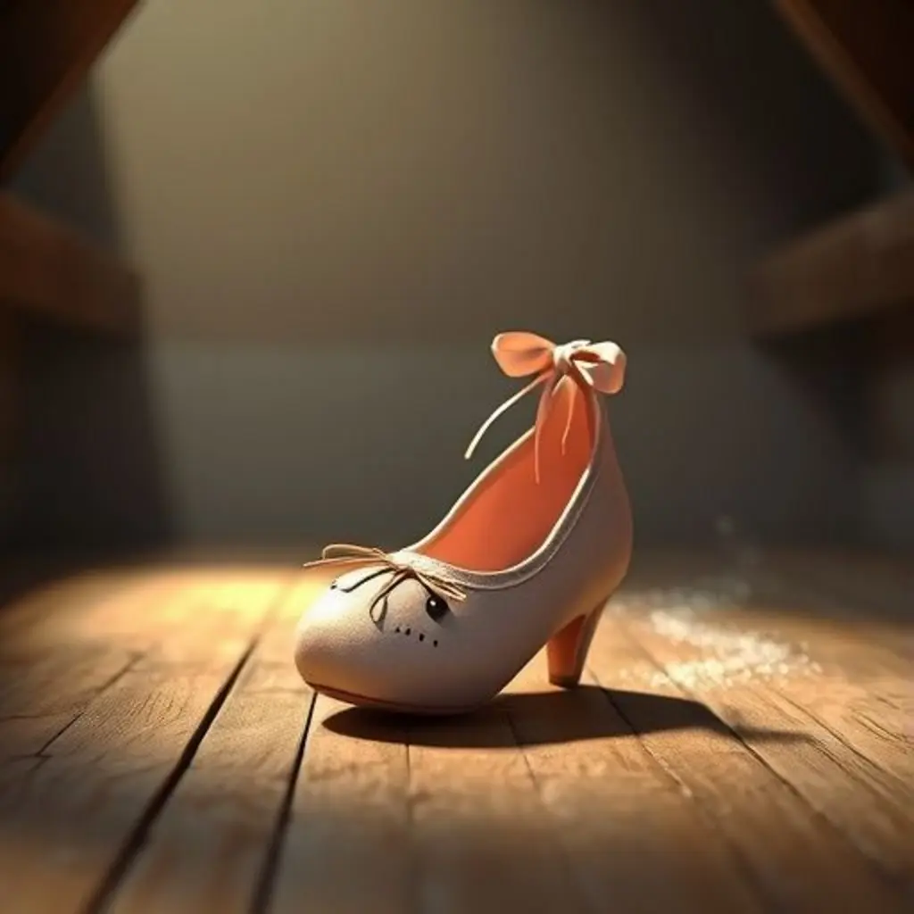 Zapatín, un zapato de baile, crea pasos invisibles en un ático iluminado por la luna.