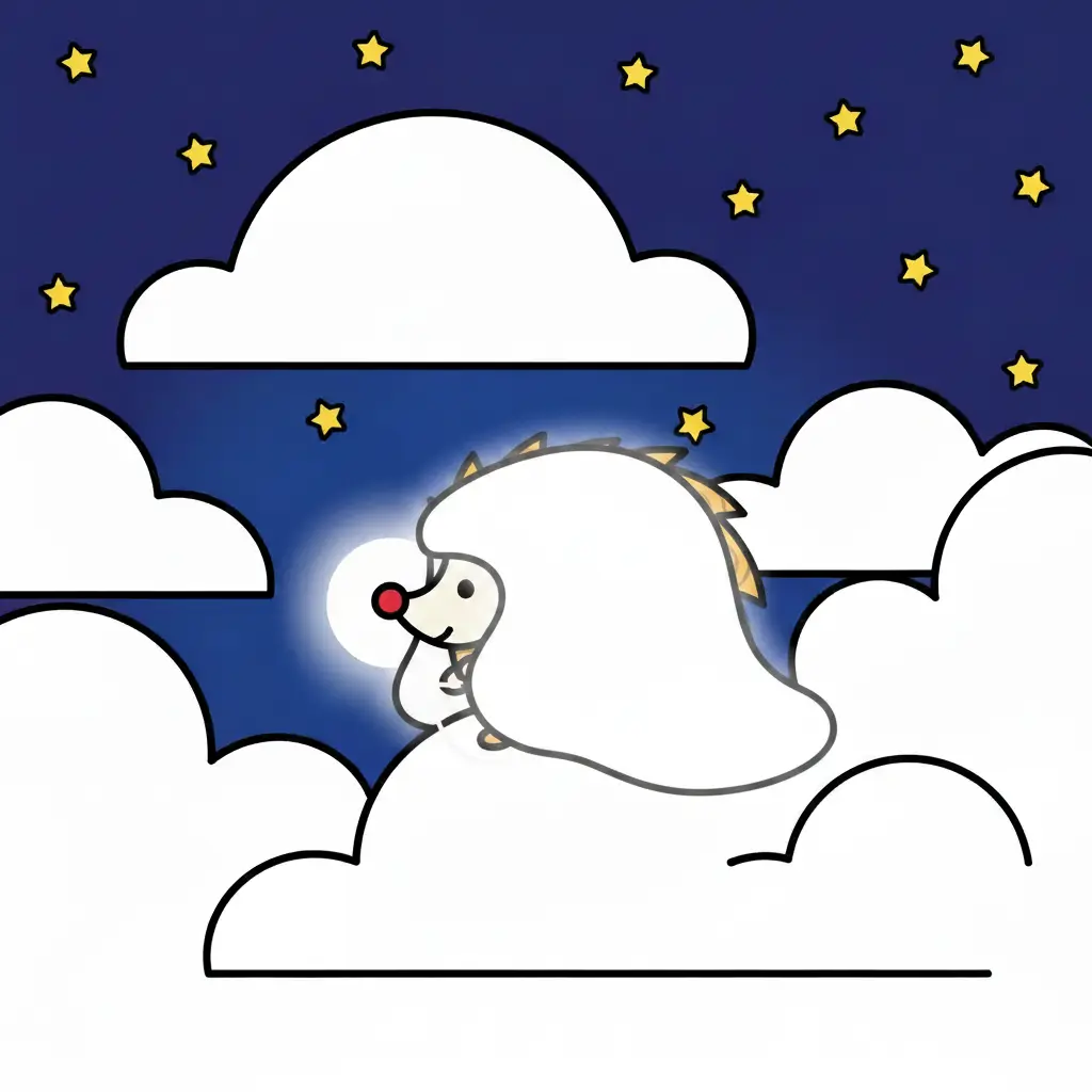 Pipo está cubierto por una manta blanca y brillante, muy cómodo.