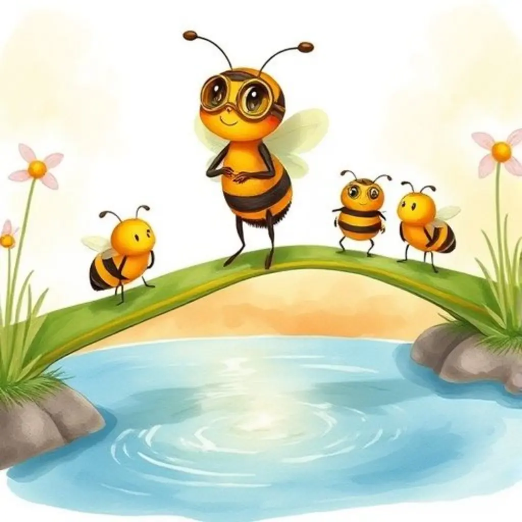 Zumbido cruzando el puente de hojas, invitando a otras abejas a pasar.