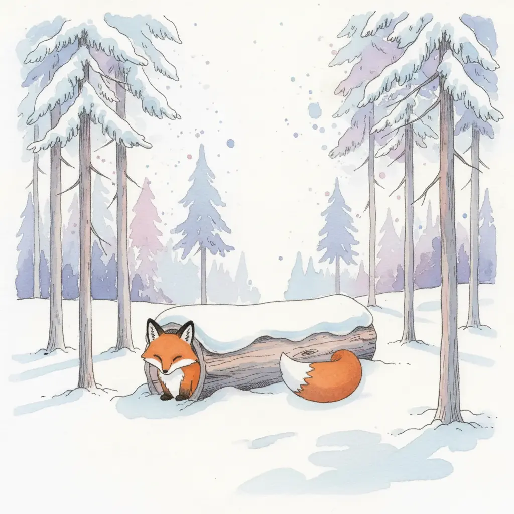 En el bosque nevado, además de la cola, asoman ahora dos orejas puntiagudas con puntas negras.