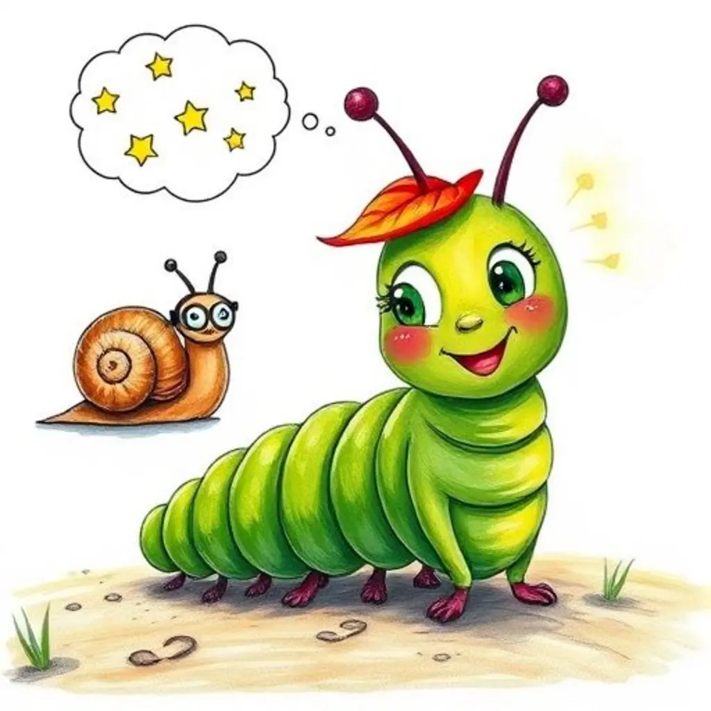 Rosita piensa en un plan al ver sus huellas brillantes y a Lenta chocando con un caracol.