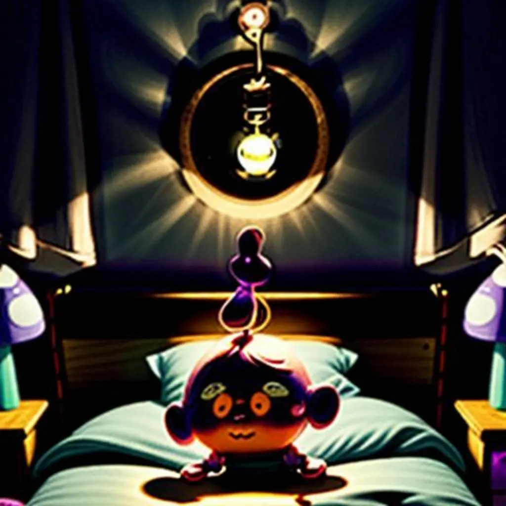 Candil, un interruptor de luz, con expresión aburrida en la pared de una habitación infantil.