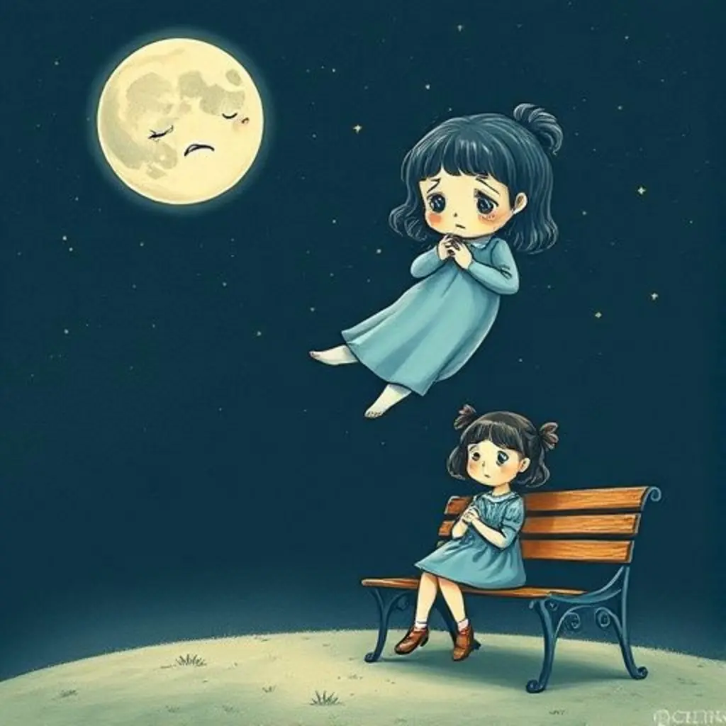 Estrellita Titín se vuelve azul de tristeza al ver a una niña llorando en la Tierra.