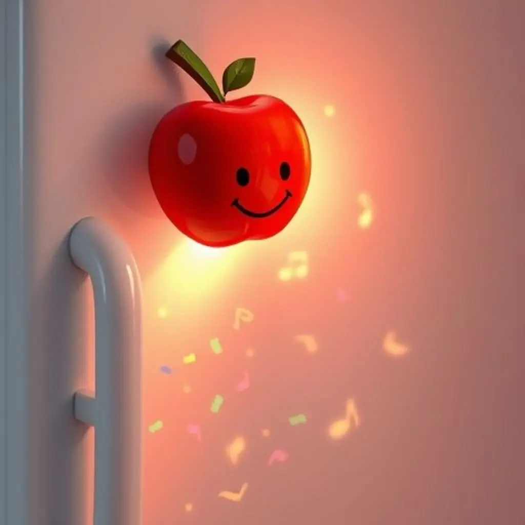 Manzanita sonríe mientras libera una melodía de luz hacia unos niños dormidos.