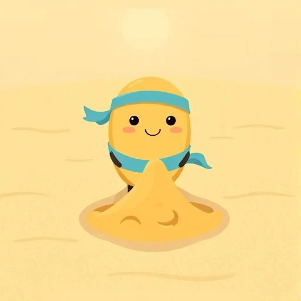 Granito, un grano de arena, creando una pequeña escultura de arena.