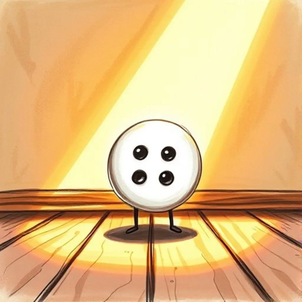 Botoncito, el botón, se encuentra bajo un rayo de sol y empieza a brillar.