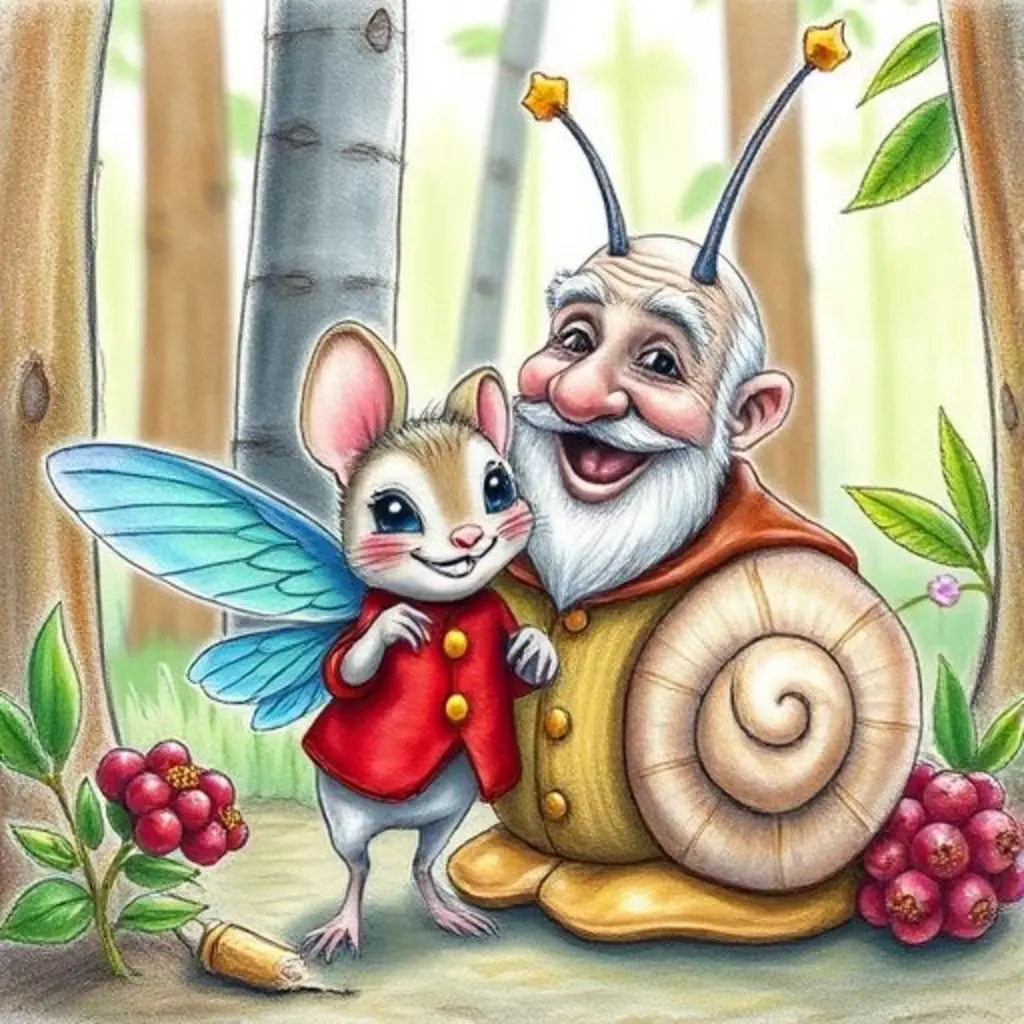 Sutón sonríe feliz con su botón dorado de vuelta, junto al caracol.