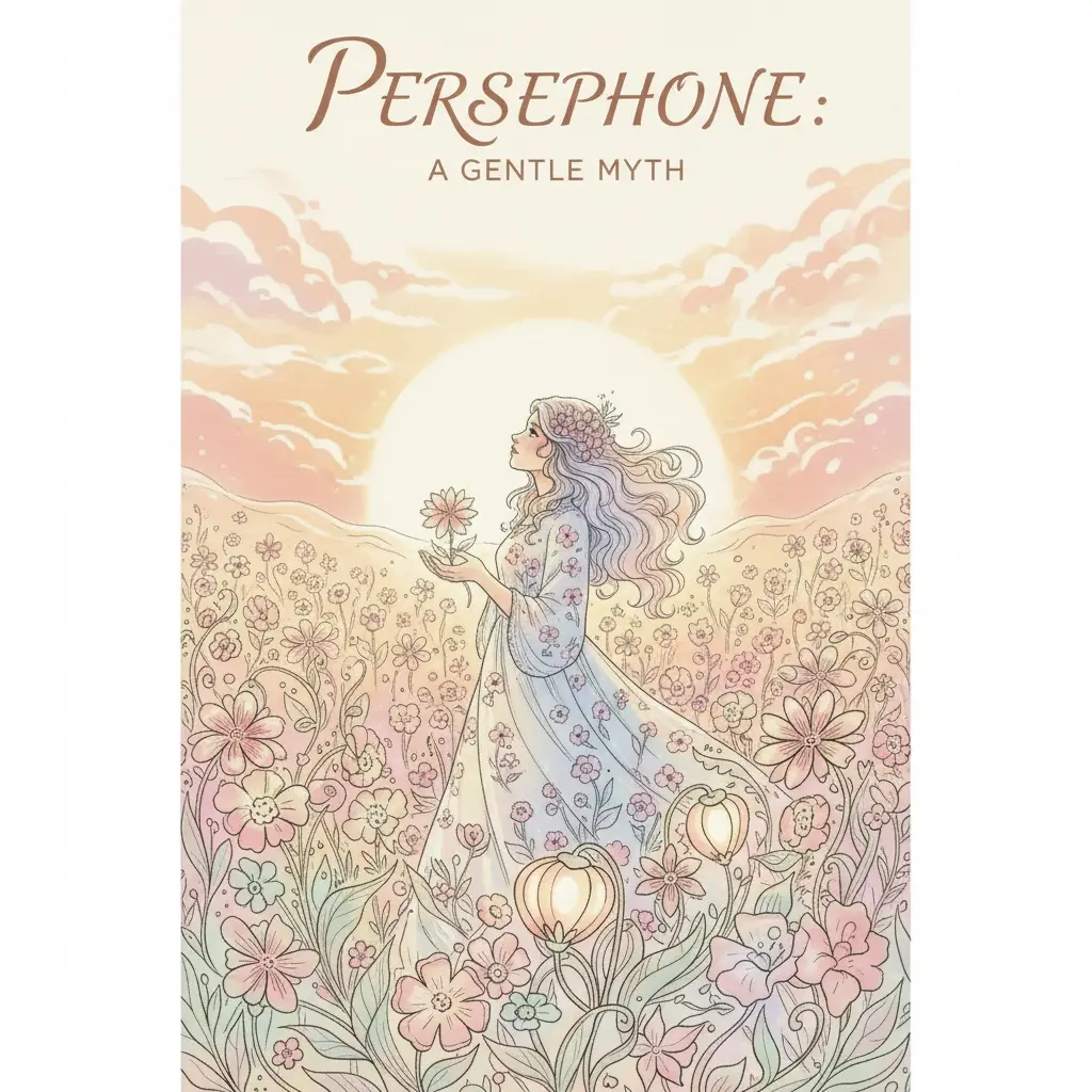 Perséfone observa el atardecer, soñando con el lugar secreto del sol.