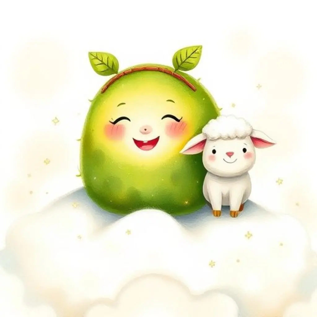 Mora y Nubo felices entre muchas semillas brillantes.