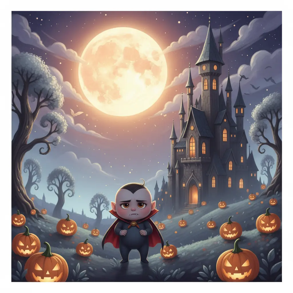 Lucarn intenta volar solo bajo la gran luna de Halloween.