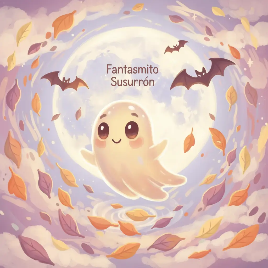 Fantasmito Susurrón sonríe bajo la luna brillante, orgulloso de su voz.
