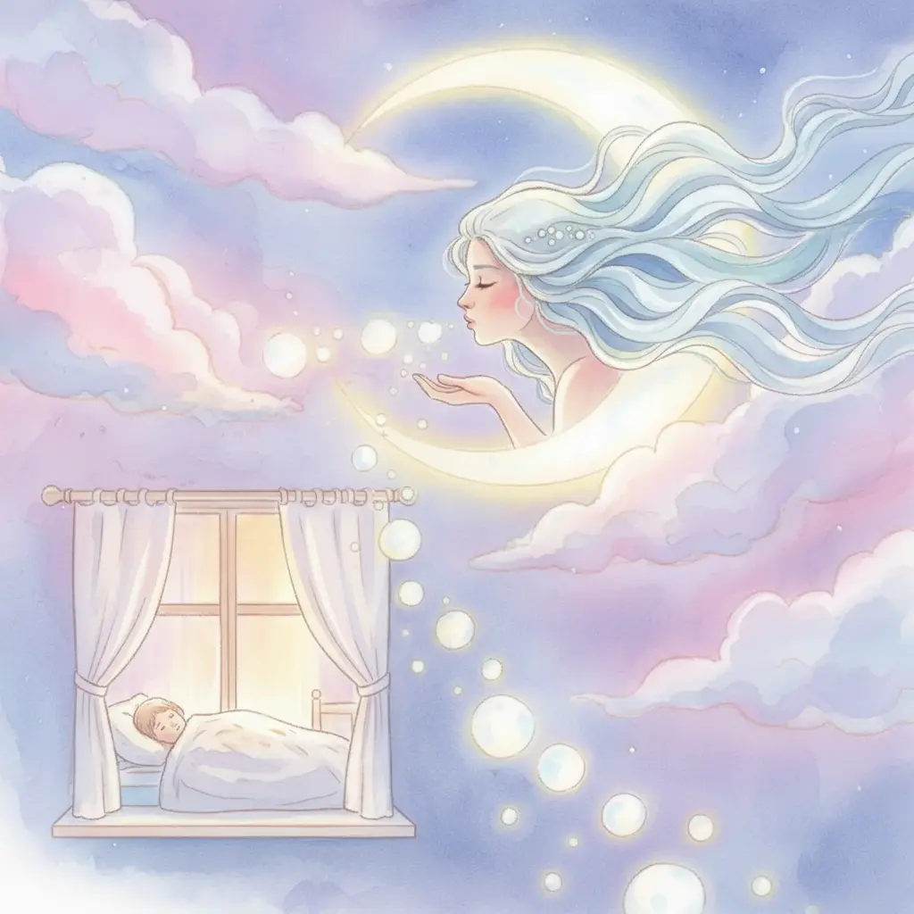 Selene, la diosa de la luna, observaba la noche.