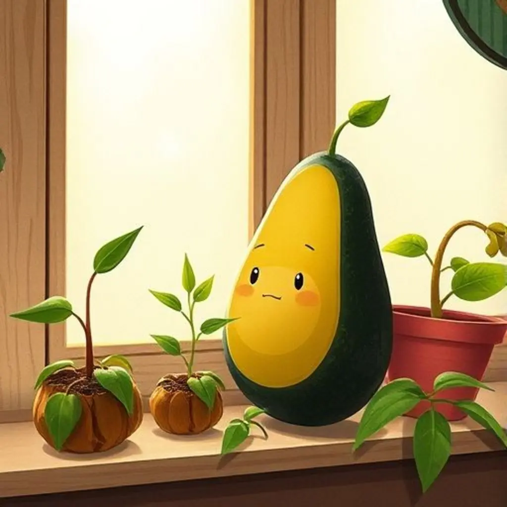 Pepita se esfuerza más para ayudar a una pequeña planta muy marchita. Otras plantas observan con esperanza.