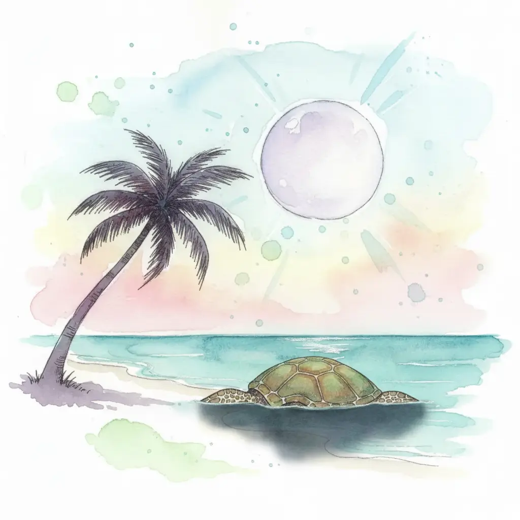 Una cúpula con patrones verdes asoma entre la arena bajo la luz de la luna.