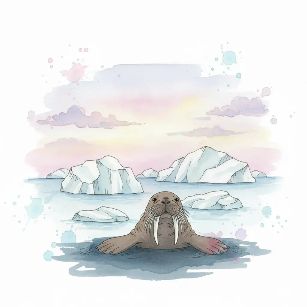 La escena ártica revela ahora unas aletas redondas junto a los colmillos y los bigotes del animal misterioso.