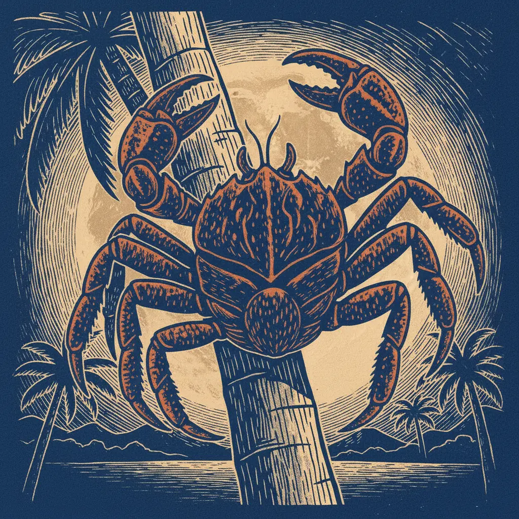 Patas de un cangrejo gigante trepando un árbol.