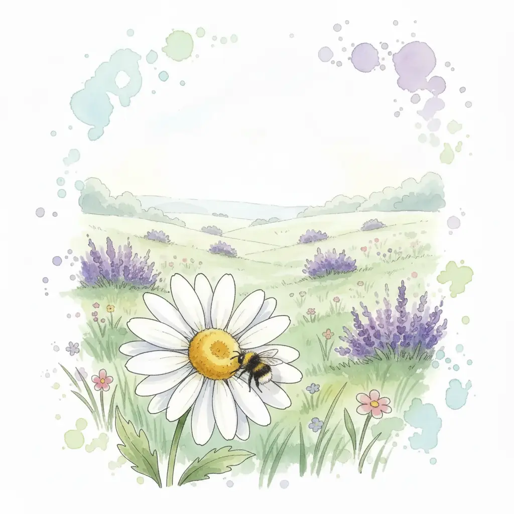 Unas patitas peludas asoman desde el borde de un pétalo de margarita blanca.