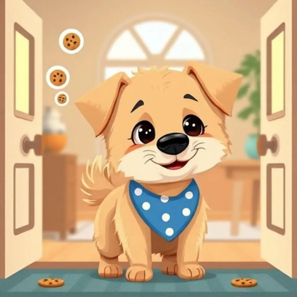 Narizotas, un perrito, olfatea con alegría un olor a galletas en una casa.