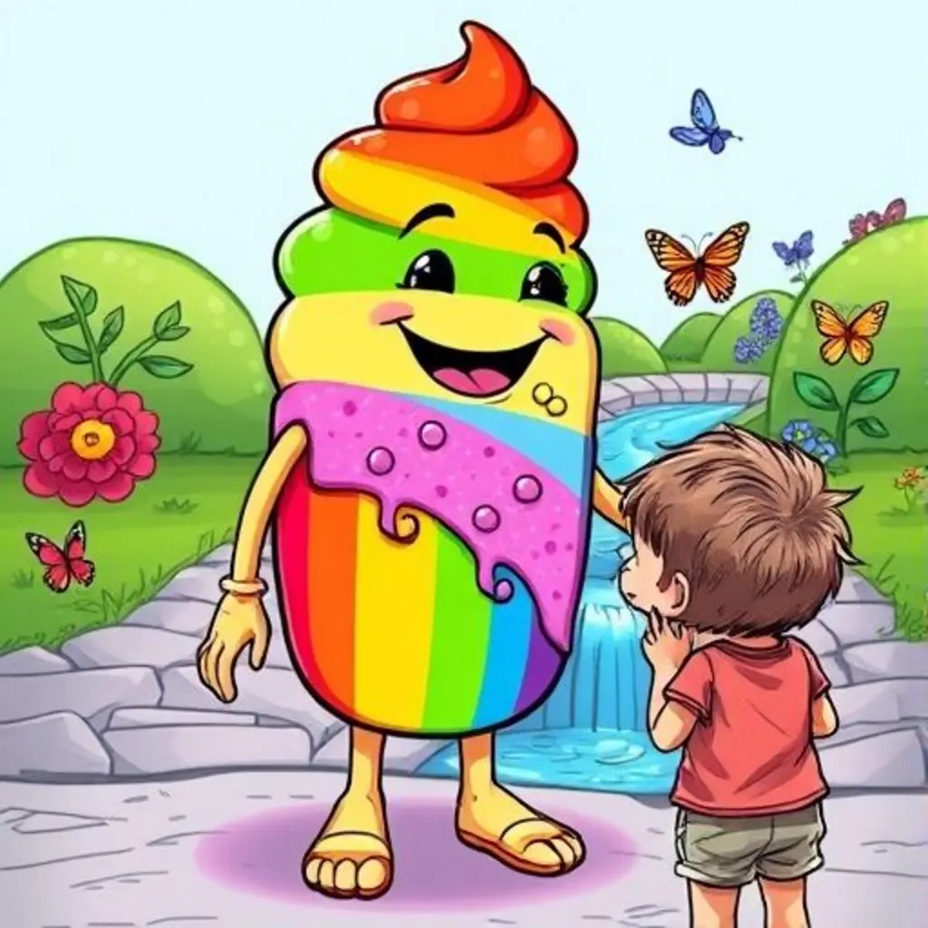 Paleta crea un cuento de un río y mariposas con los colores del helado.