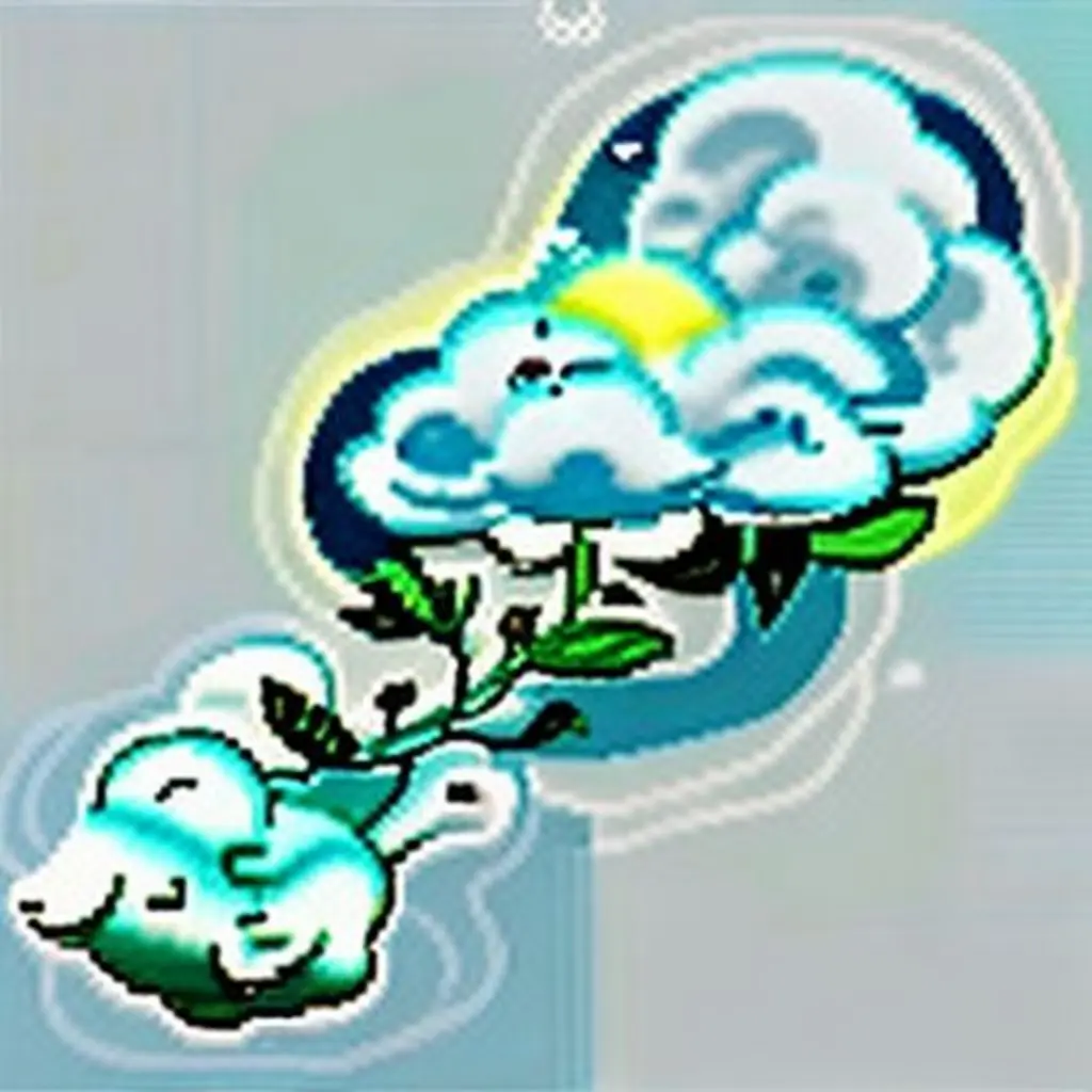 Nebulito busca su sombrero bajo hojas y flores.