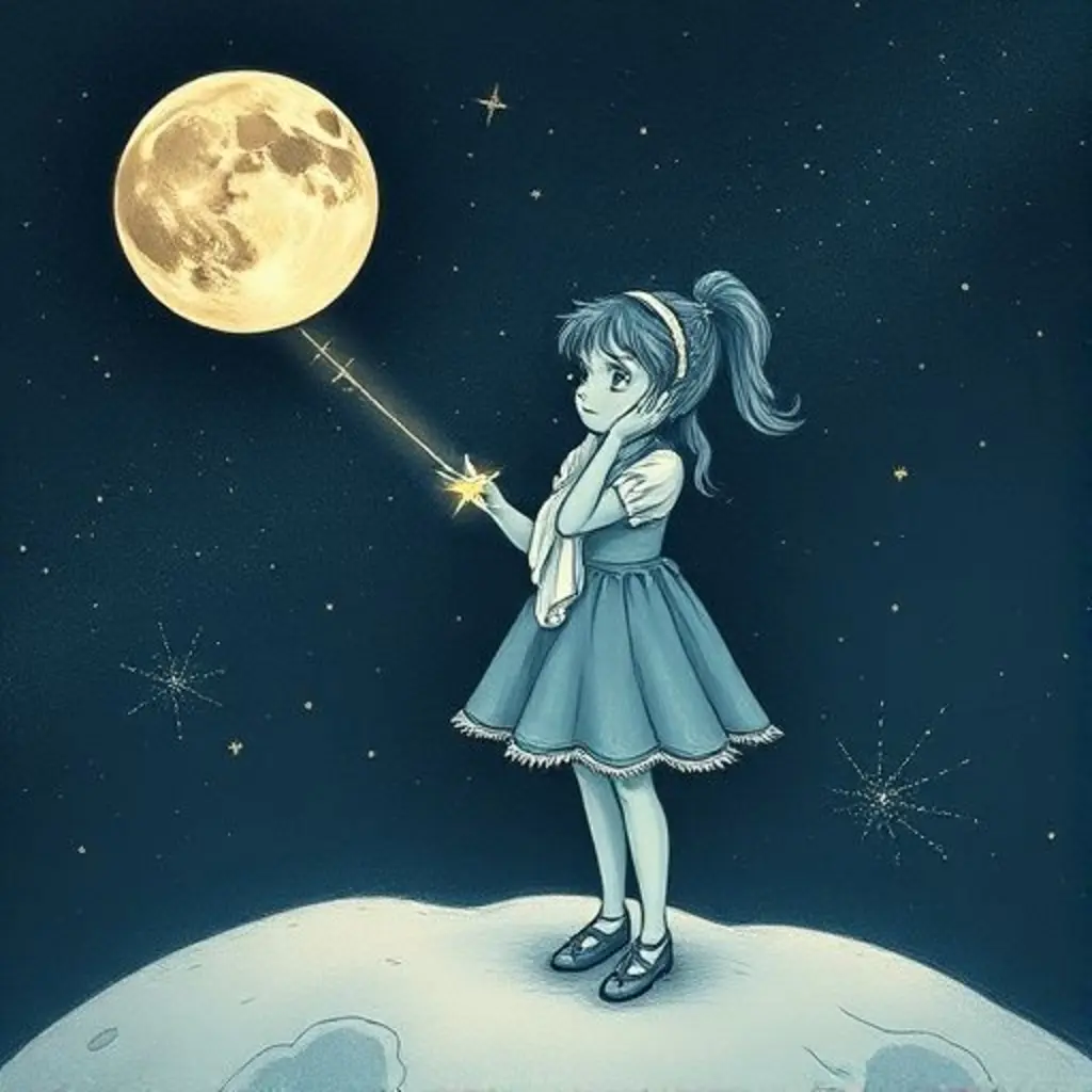Estrellita Titín decide enviar un rayo de esperanza a la niña, con la ayuda de la Luna.